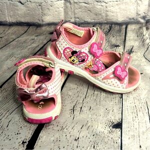 Minnie Mouse sandals Kids Toddler Girl’s Size 9 Velcro Pink Disney Slide